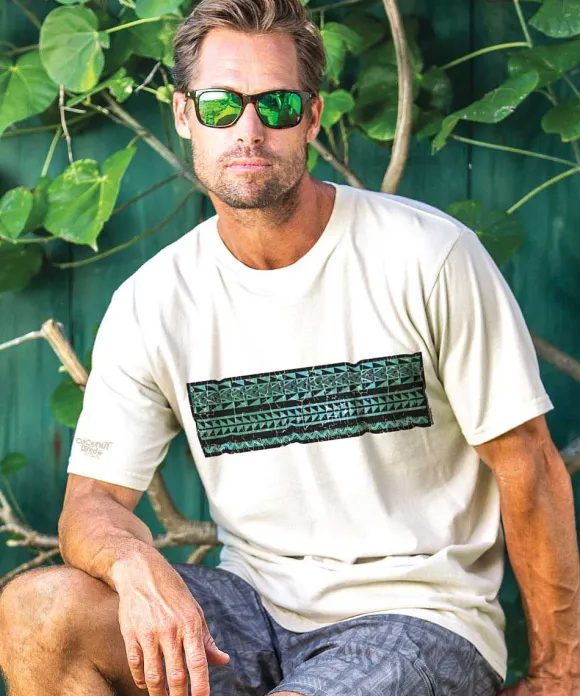 T-Shirts>Crazy Shirts Alii Tapa Band - Coconut Dyed Short Sleeve Crewneck T-Shirt