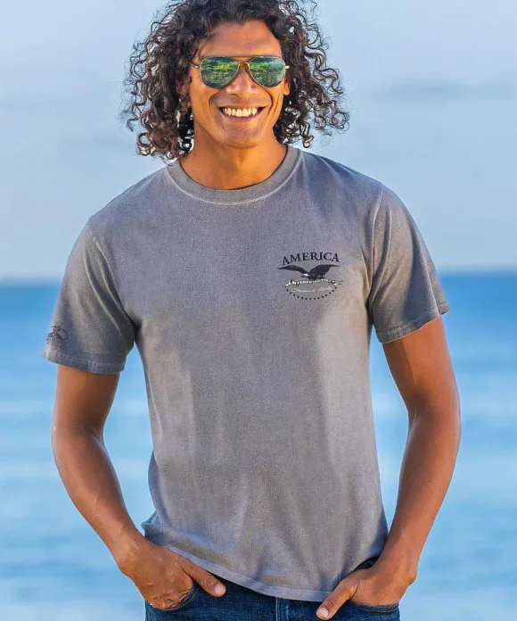 T-Shirts>Crazy Shirts America Freedom - Crater Dyed® Short Sleeve Crewneck T-Shirt