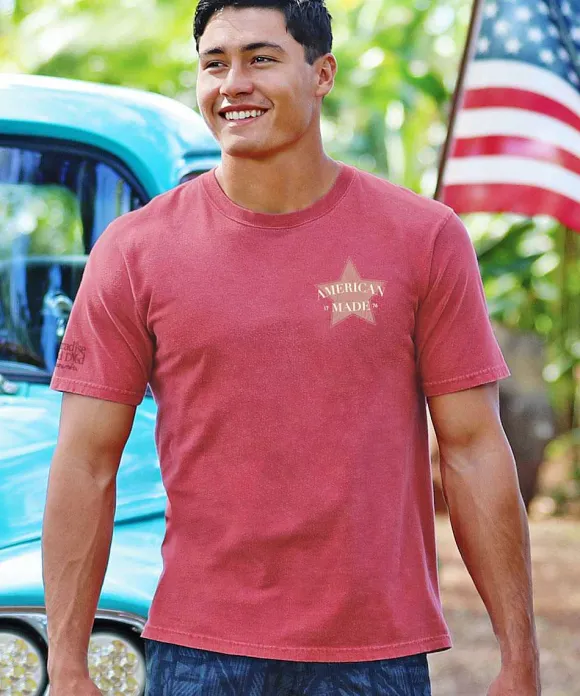 T-Shirts>Crazy Shirts American Made 1776 - Paradise Red Dyed Short Sleeve Crewneck T-Shirt