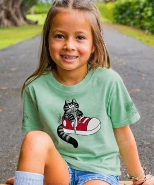 T-Shirts>Crazy Shirts B. Kliban Cat In Sneaker - Key Lime Dyed Short Sleeve Crewneck T-Shirt