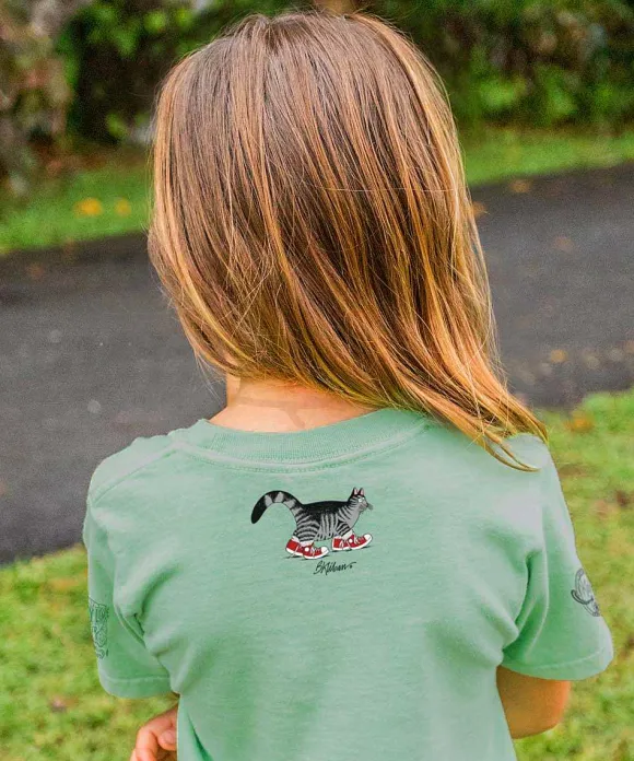 T-Shirts>Crazy Shirts B. Kliban Cat In Sneaker - Key Lime Dyed Short Sleeve Crewneck T-Shirt
