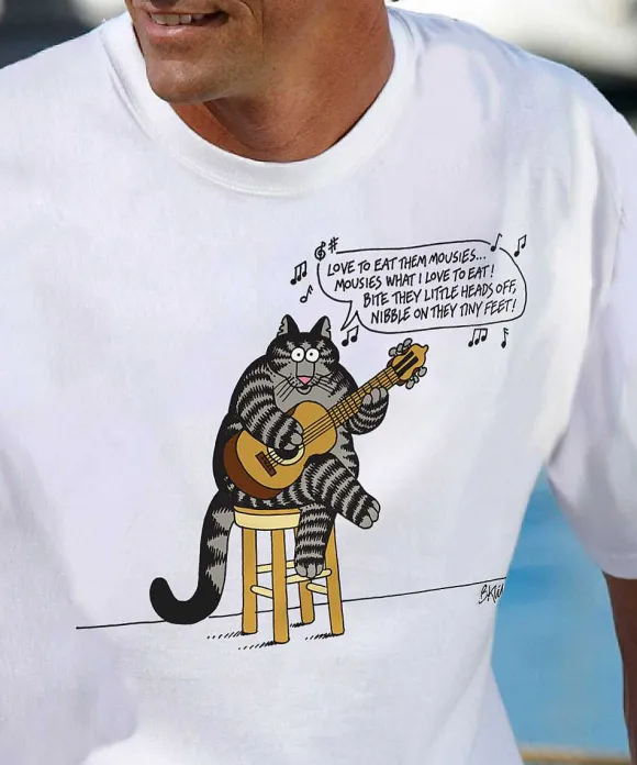 T-Shirts>Crazy Shirts B. Kliban Eat Them Mousies - White Short Sleeve Crewneck T-Shirt