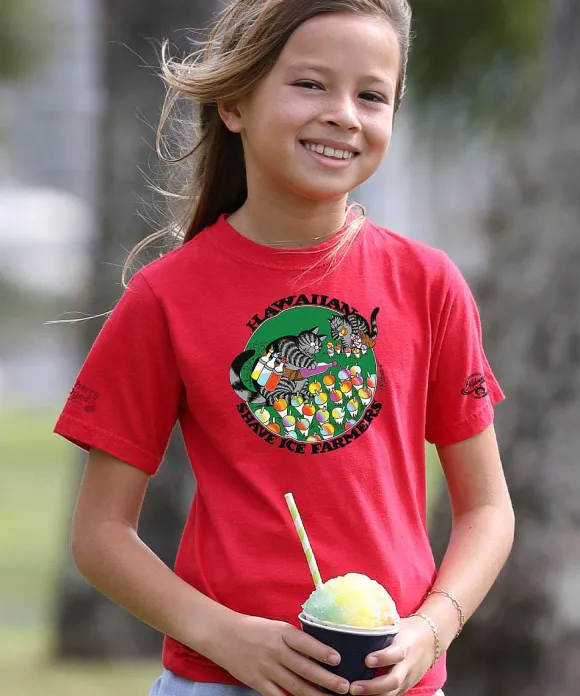 T-Shirts>Crazy Shirts B. Kliban Shave Ice Farmers - Cherry Dyed Short Sleeve Crewneck T-Shirt
