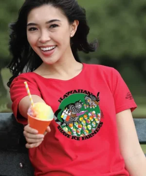 T-Shirts>Crazy Shirts B. Kliban Shave Ice Farmers - Cherry Dyed Short Sleeve Scoop Neck T-Shirt