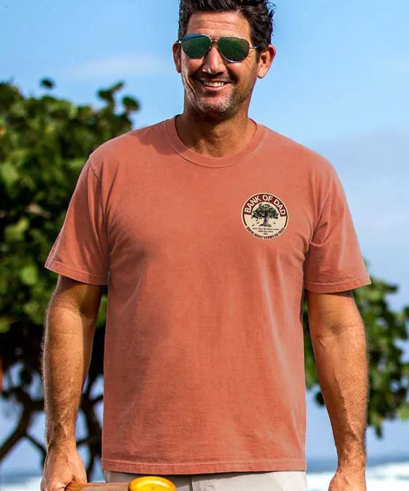 T-Shirts>Crazy Shirts Bank Of Dad Trees - Chile Dyed Short Sleeve Crewneck T-Shirt