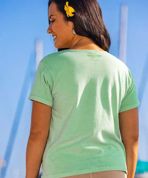 T-Shirts>Crazy Shirts Beach Scene - Key Lime Dyed Short Sleeve Scoop Neck T-Shirt