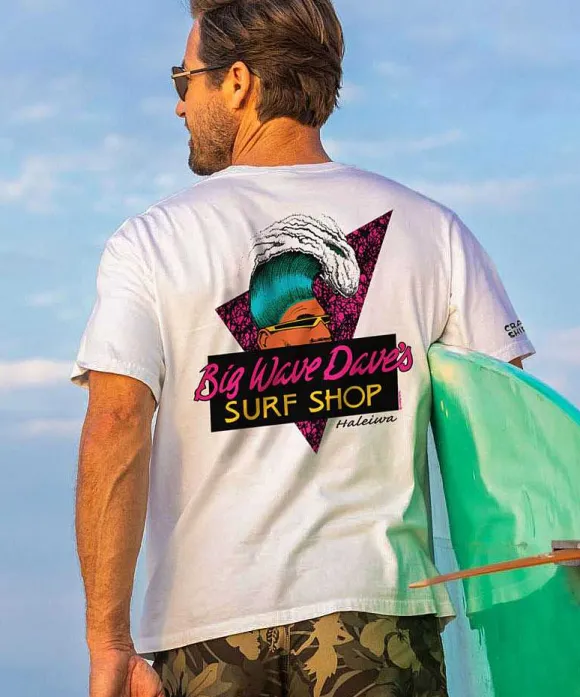 T-Shirts>Crazy Shirts Big Wave Dave - White Short Sleeve Crewneck T-Shirt