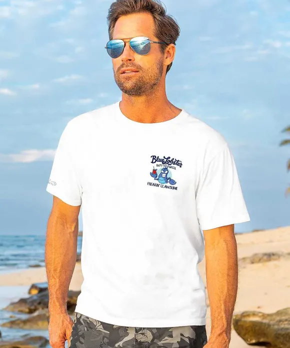 T-Shirts>Crazy Shirts Blue Lobster - White Short Sleeve Crewneck T-Shirt