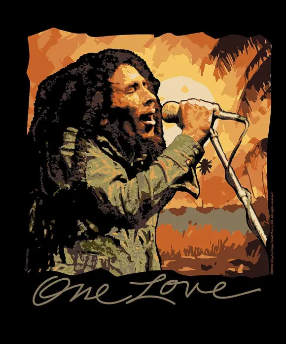 T-Shirts>Crazy Shirts Bob Marley One Love - Black Short Sleeve Crewneck T-Shirt