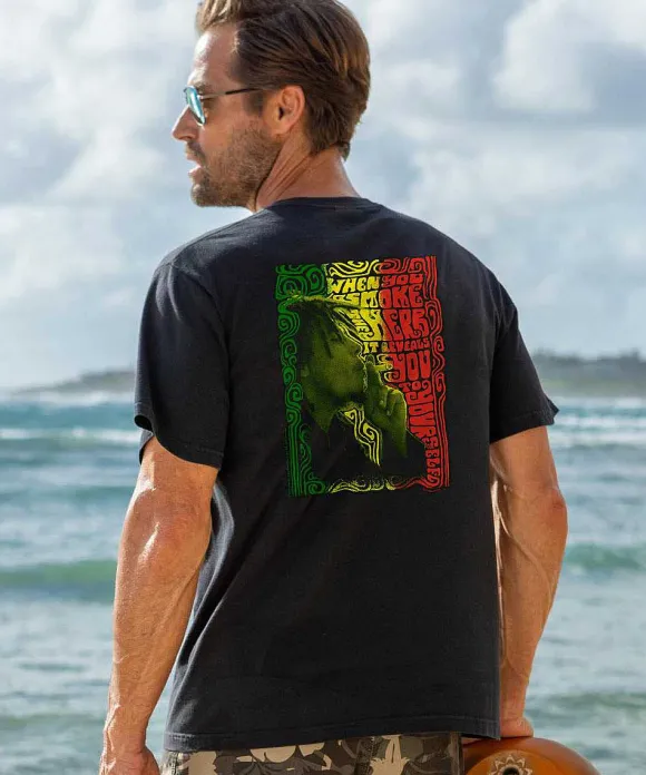 T-Shirts>Crazy Shirts Bob Marley Smoke The Herb - Black Short Sleeve Crewneck T-Shirt