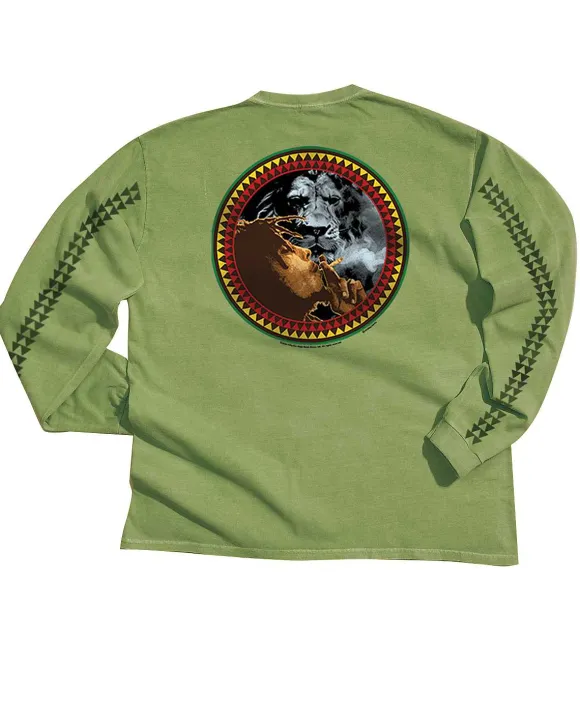 T-Shirts>Crazy Shirts Bob Marley Spliff - Hemp Dyed Long Sleeve Crewneck T-Shirt