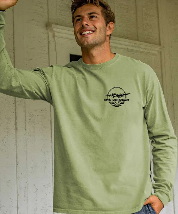 T-Shirts>Crazy Shirts Caribbean Charters - Hemp Dyed Long Sleeve Crewneck T-Shirt