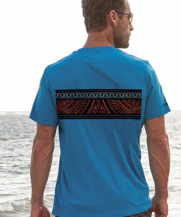 T-Shirts>Crazy Shirts Chief Tapa Band - Deep Sea Short Sleeve Pima T-Shirt