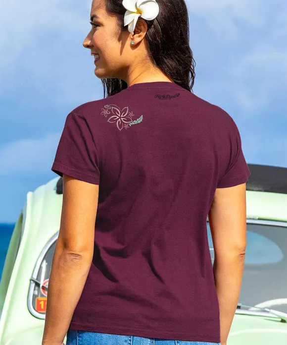 T-Shirts>Crazy Shirts Circular Tribal Floral - Fig Dyed Short Sleeve Crewneck T-Shirt