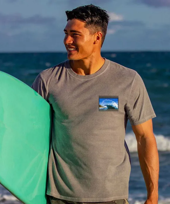 T-Shirts>Crazy Shirts Clark Little Mohawk - Crater Dyed® Short Sleeve Crewneck T-Shirt