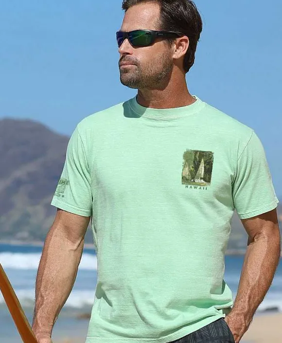T-Shirts>Crazy Shirts Coconut Cruise - Key Lime Dyed Short Sleeve Crewneck T-Shirt