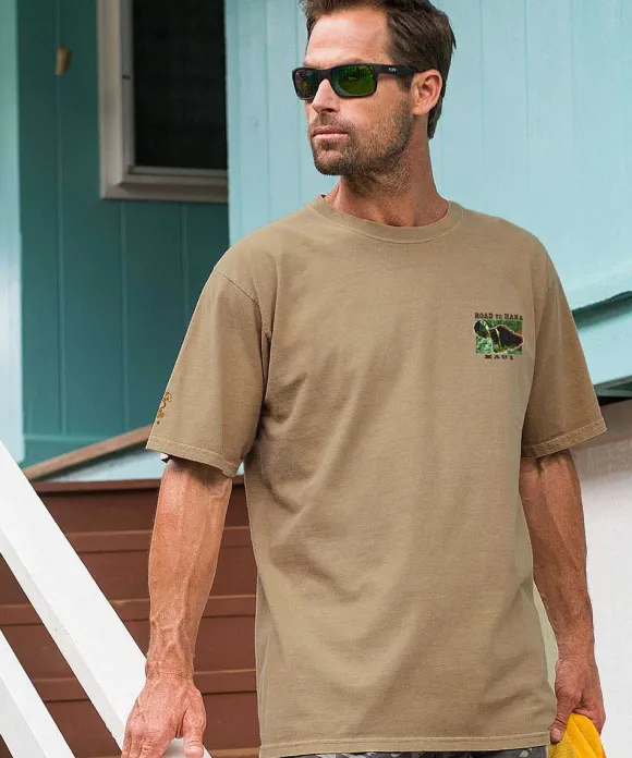 T-Shirts>Crazy Shirts Crazy Road To Hana - Kona Coffee Dyed Short Sleeve Crewneck T-Shirt