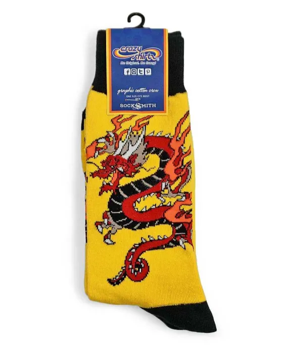 Socks>Crazy Shirts Crimson Dragon - Graphic Cotton Crew Socks