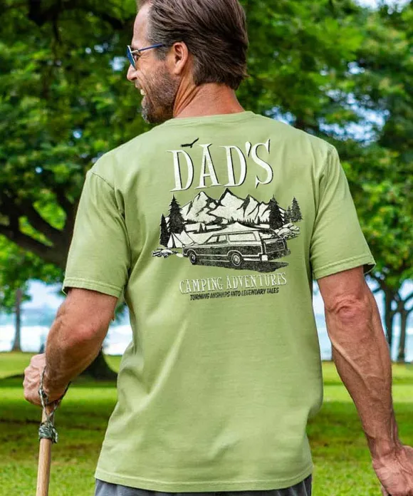 T-Shirts>Crazy Shirts Dads Camping Adventures - Hemp Dyed Short Sleeve Crewneck T-Shirt