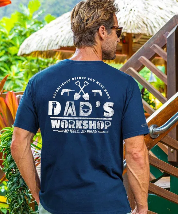 T-Shirts>Crazy Shirts Dads Workshop Rules - Navy Short Sleeve Crewneck T-Shirt