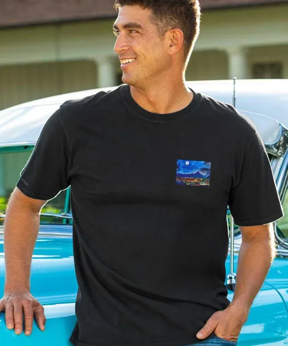 T-Shirts>Crazy Shirts Diamond Head City Lights - Black Short Sleeve Crewneck T-Shirt