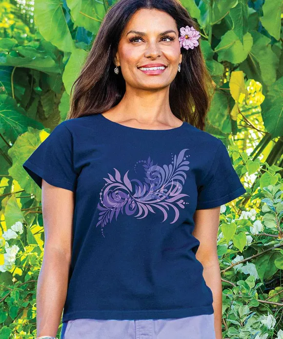 T-Shirts>Crazy Shirts Forest Wrap - Navy Short Sleeve Scoop Neck T-Shirt