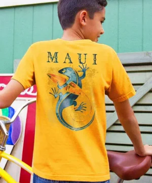 T-Shirts>Crazy Shirts Gecko Watercolor - Pineapple Dyed Short Sleeve Crewneck T-Shirt
