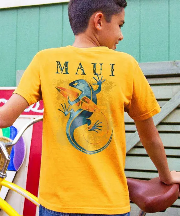 T-Shirts>Crazy Shirts Gecko Watercolor - Pineapple Dyed Short Sleeve Crewneck T-Shirt