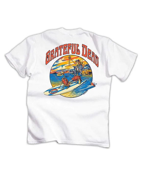 T-Shirts>Crazy Shirts Grateful Dead Along For The Trip - White Short Sleeve Crewneck T-Shirt