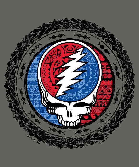 T-Shirts>Crazy Shirts Grateful Dead Tribal Circle - Crater Dyed® Long Sleeve Crewneck T-Shirt
