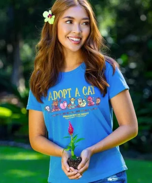 T-Shirts>Crazy Shirts Hawaiian Humane Society Match Meow - Blue Hawaii Dyed Short Sleeve Crewneck T-Shirt