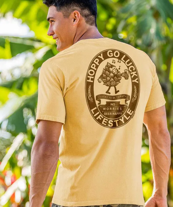 T-Shirts>Crazy Shirts Hoppy Go Lucky - Beer Dyed Short Sleeve Crewneck T-Shirt