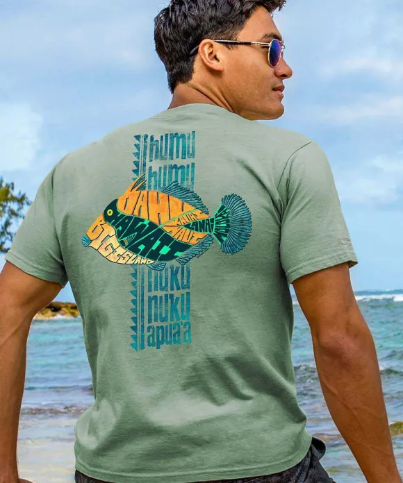 T-Shirts>Crazy Shirts Humu Hawaii - Seaglass Short Sleeve Crewneck T-Shirt