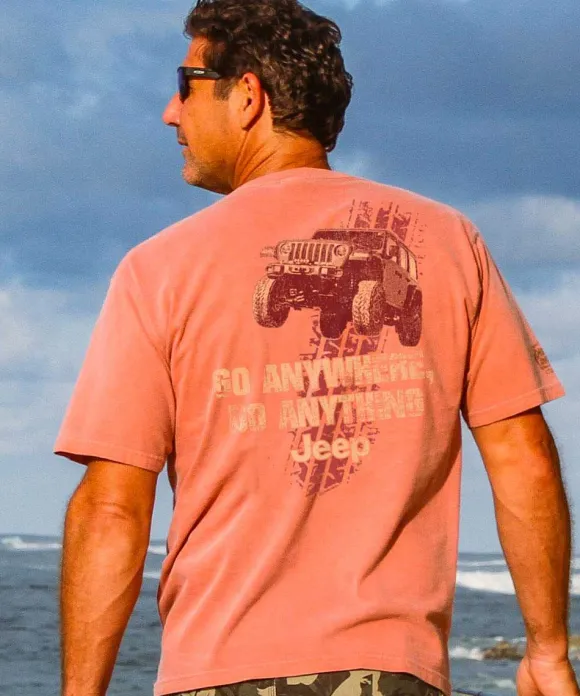 T-Shirts>Crazy Shirts Jeep Tracks - Chile Dyed Short Sleeve Crewneck T-Shirt