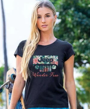 T-Shirts>Crazy Shirts Jeep Wander Free - Jet Black Short Sleeve Pima T-Shirt