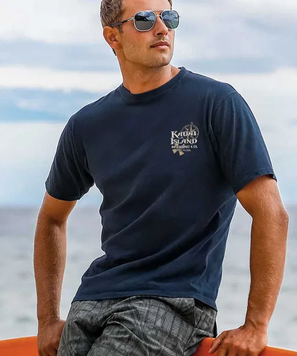 T-Shirts>Crazy Shirts Kauai Island Brewing Co Kauai Island Label - Navy Short Sleeve Crewneck T-Shirt