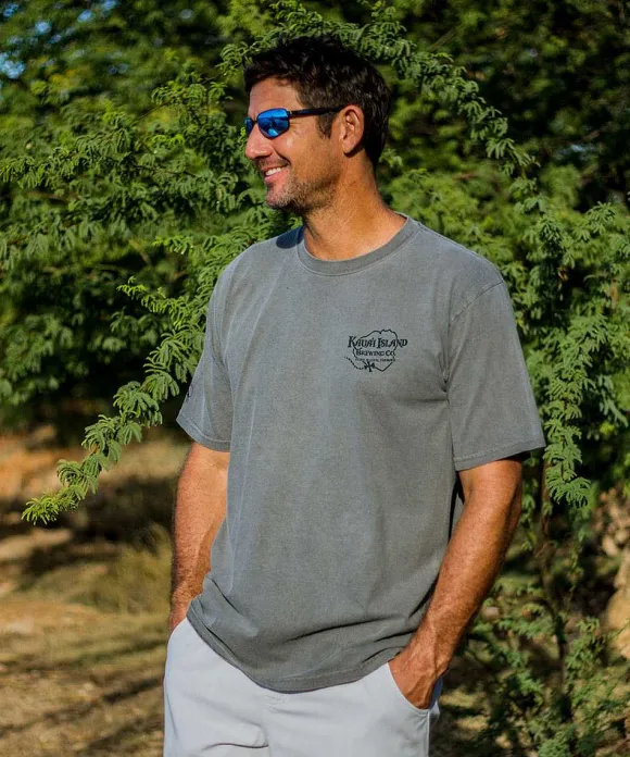 T-Shirts>Crazy Shirts Kauai Island Brewing Co Logo - Crater Dyed® Short Sleeve Crewneck T-Shirt
