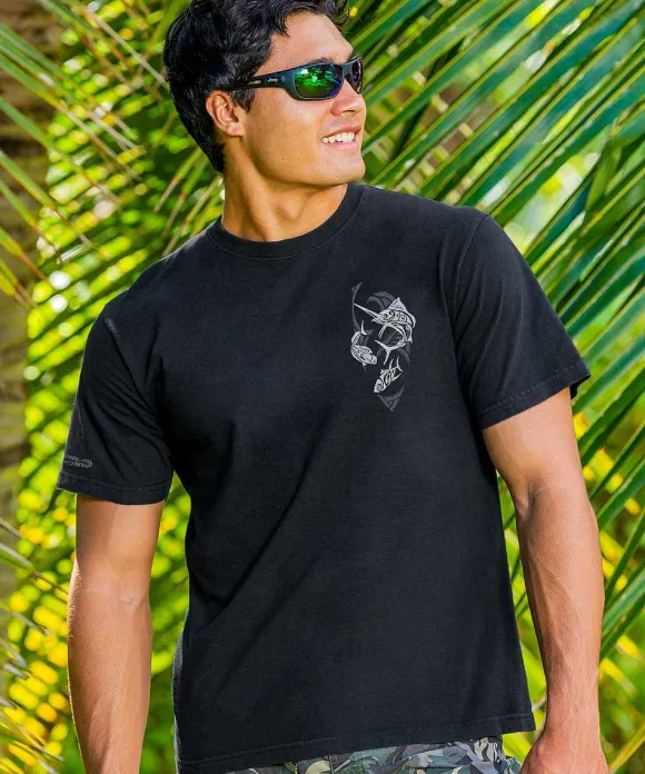 T-Shirts>Crazy Shirts Kona Jack'S Sportfishing - Black Short Sleeve Crewneck T-Shirt