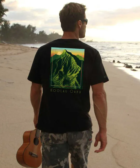 T-Shirts>Crazy Shirts Koolau Sunset - Black Short Sleeve Crewneck T-Shirt