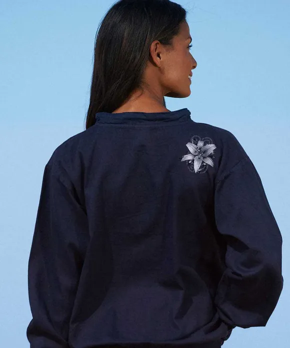 Jackets & Pullovers>Crazy Shirts Lilies - Navy Long Sleeve Lightweight Pullover