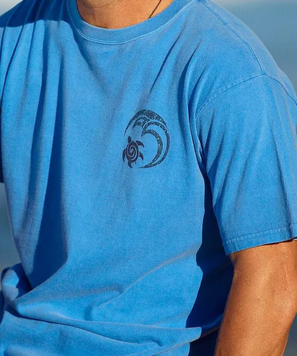 T-Shirts>Crazy Shirts Malama - Blue Hawaii Dyed Short Sleeve Crewneck T-Shirt