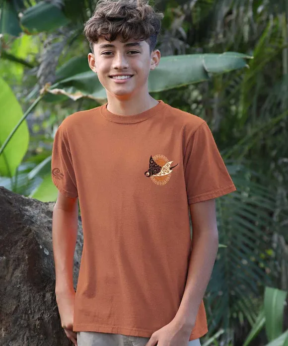 T-Shirts>Crazy Shirts Manta Reef Glide - Cinnamon Dyed Short Sleeve Crewneck T-Shirt