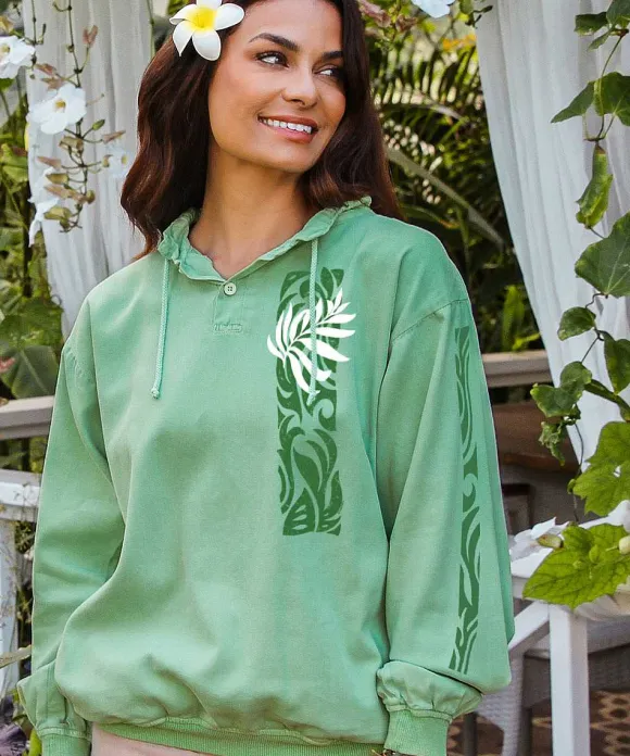 Jackets & Pullovers>Crazy Shirts Mapuana - Key Lime Dyed Long Sleeve Lightweight Pullover