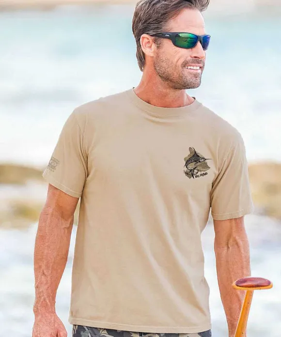 T-Shirts>Crazy Shirts Marlin Of Hawaii - Kona Coffee Dyed Short Sleeve Crewneck T-Shirt