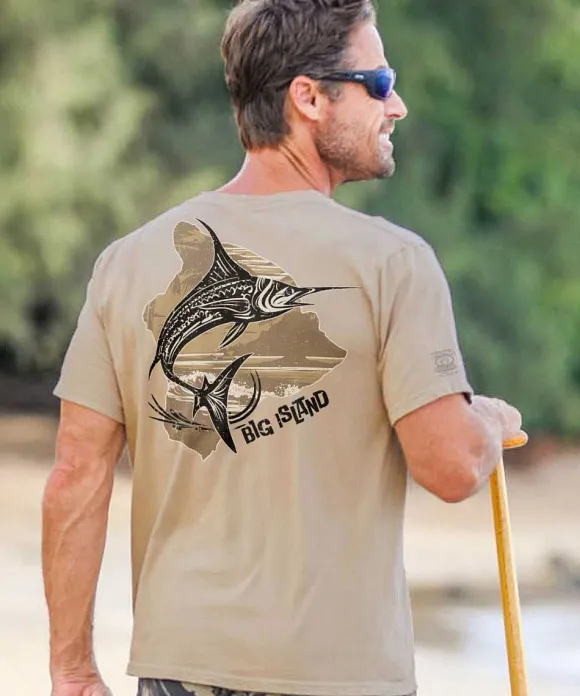 T-Shirts>Crazy Shirts Marlin Of Hawaii - Kona Coffee Dyed Short Sleeve Crewneck T-Shirt