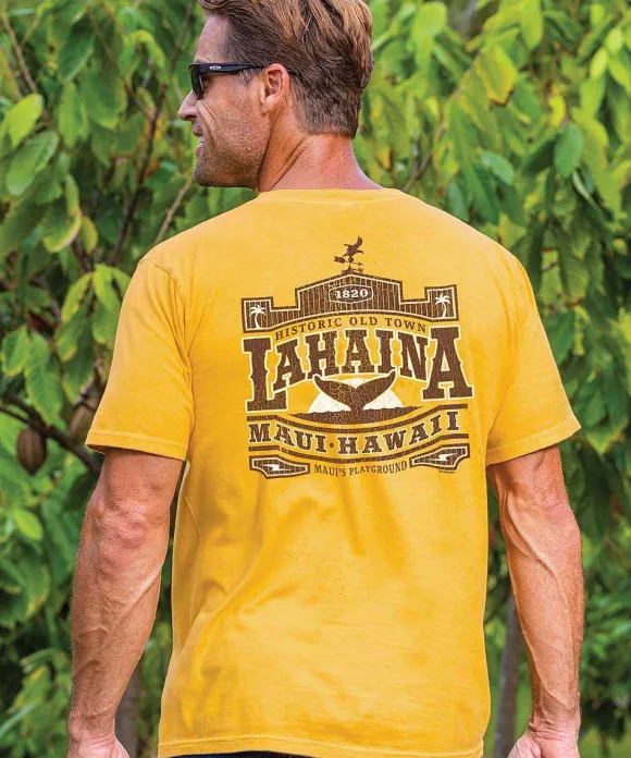 T-Shirts>Crazy Shirts Old Town Lahaina - Pineapple Dyed Short Sleeve Crewneck T-Shirt