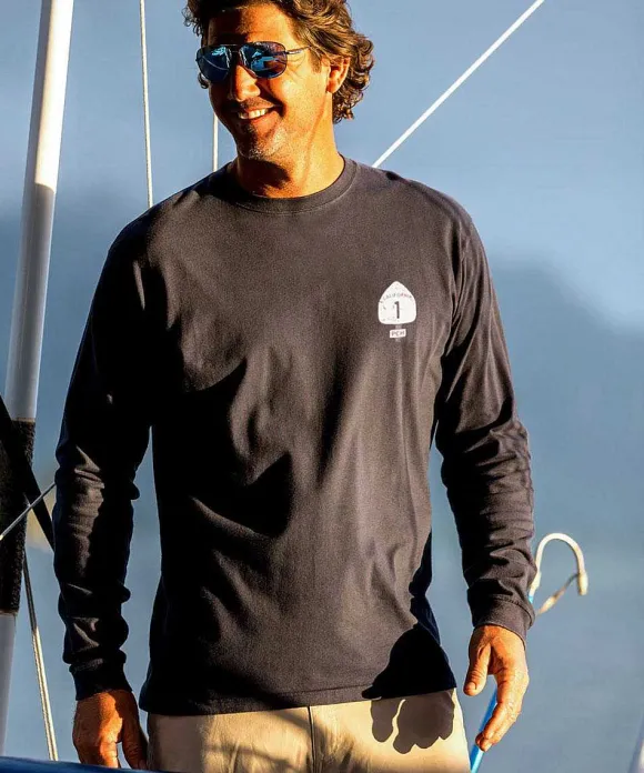 T-Shirts>Crazy Shirts Pacific Coast Highway - Black Long Sleeve Crewneck T-Shirt