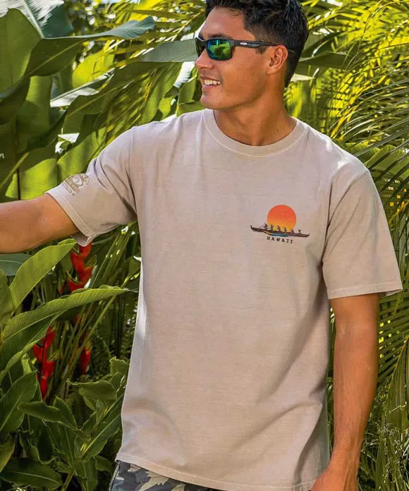 T-Shirts>Crazy Shirts Paddle Out - Kona Coffee Dyed Short Sleeve Crewneck T-Shirt