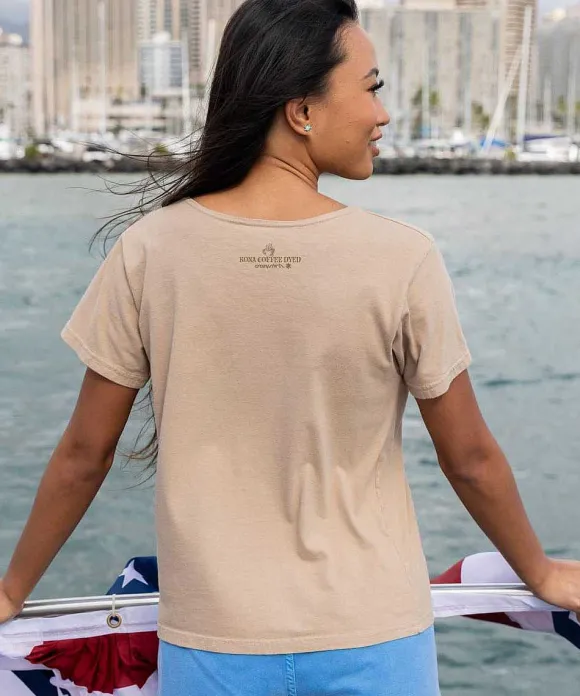 T-Shirts>Crazy Shirts Painted Heart Flag - Kona Coffee Dyed Short Sleeve Scoop Neck T-Shirt
