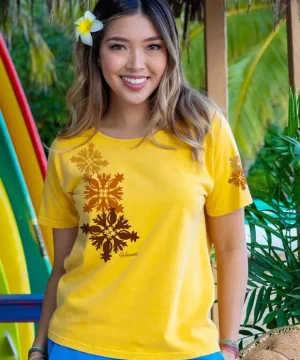 T-Shirts>Crazy Shirts Pineapple Quilt - Pineapple Dyed Short Sleeve Scoop Neck T-Shirt